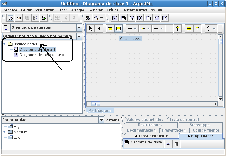 Pantalla inicial, cómo crear otros diagramas